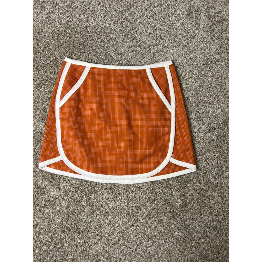 Urban Outfitters Orange Plaid Mini Skirt White Piping Retro Size S